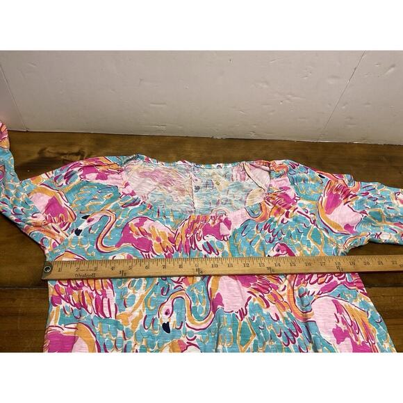 Lilly Pulitzer Alia Flamingo Size Medium Fringe Shift Dress Cover Up - Picture 9 of 14